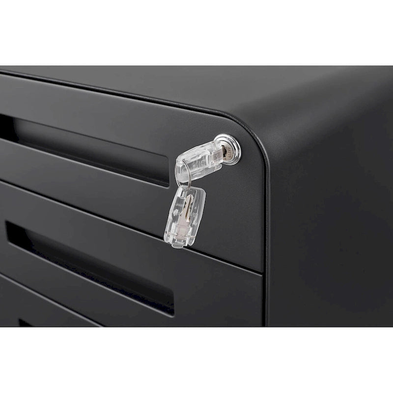 3 Drawer Mobile File Cabinet,Versatile Cabinet,5 Wheel Design Anti-Tilting Cold Rolled Steel Waterproof Moisture-Proof Black