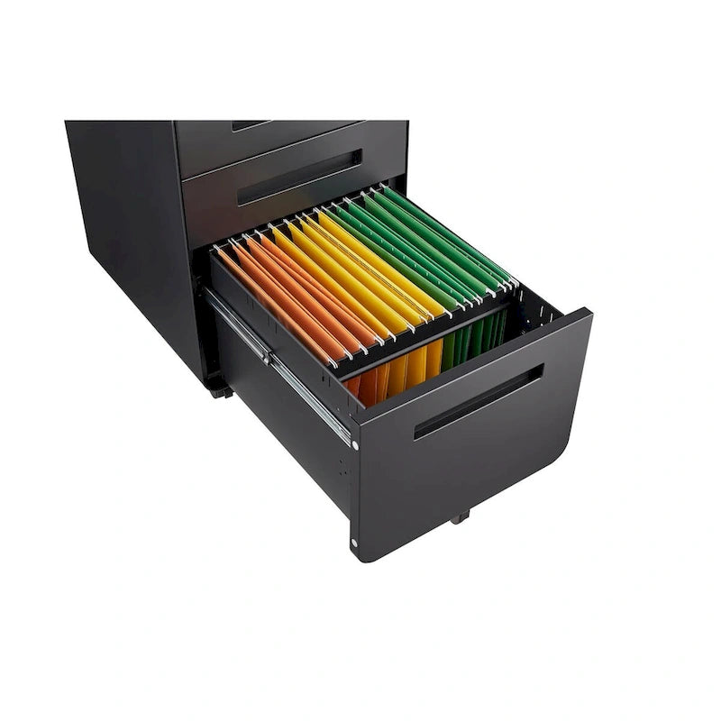 3 Drawer Mobile File Cabinet,Versatile Cabinet,5 Wheel Design Anti-Tilting Cold Rolled Steel Waterproof Moisture-Proof Black