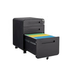 3 Drawer Mobile File Cabinet,Versatile Cabinet,5 Wheel Design Anti-Tilting Cold Rolled Steel Waterproof Moisture-Proof Black