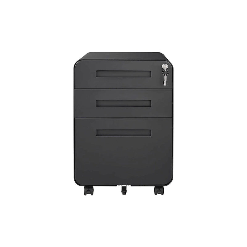 3 Drawer Mobile File Cabinet,Versatile Cabinet,5 Wheel Design Anti-Tilting Cold Rolled Steel Waterproof Moisture-Proof Black