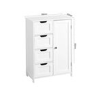 White Bathroom Storage Cabinet, Floor Cabinet with Adjustable Shelf and Drawers