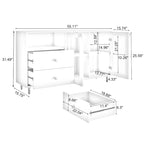 Modern Wood Side Cabinets with Glass Doors and Drawers