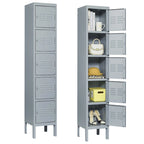 5 Door 66H Metal Lockers With Lock for Employees,Storage Locker Cabinet for Home Gym Office School Garage,Gray