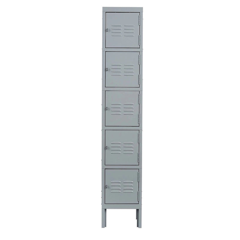 5 Door 66H Metal Lockers With Lock for Employees,Storage Locker Cabinet for Home Gym Office School Garage,Gray