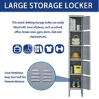 5 Door 66H Metal Lockers With Lock for Employees,Storage Locker Cabinet for Home Gym Office School Garage,Gray