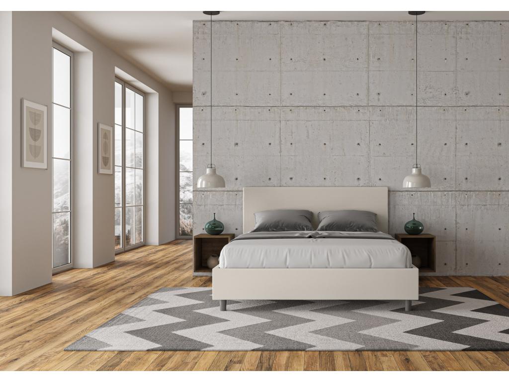 White Faux Leather Bed, 160 x 190 cm