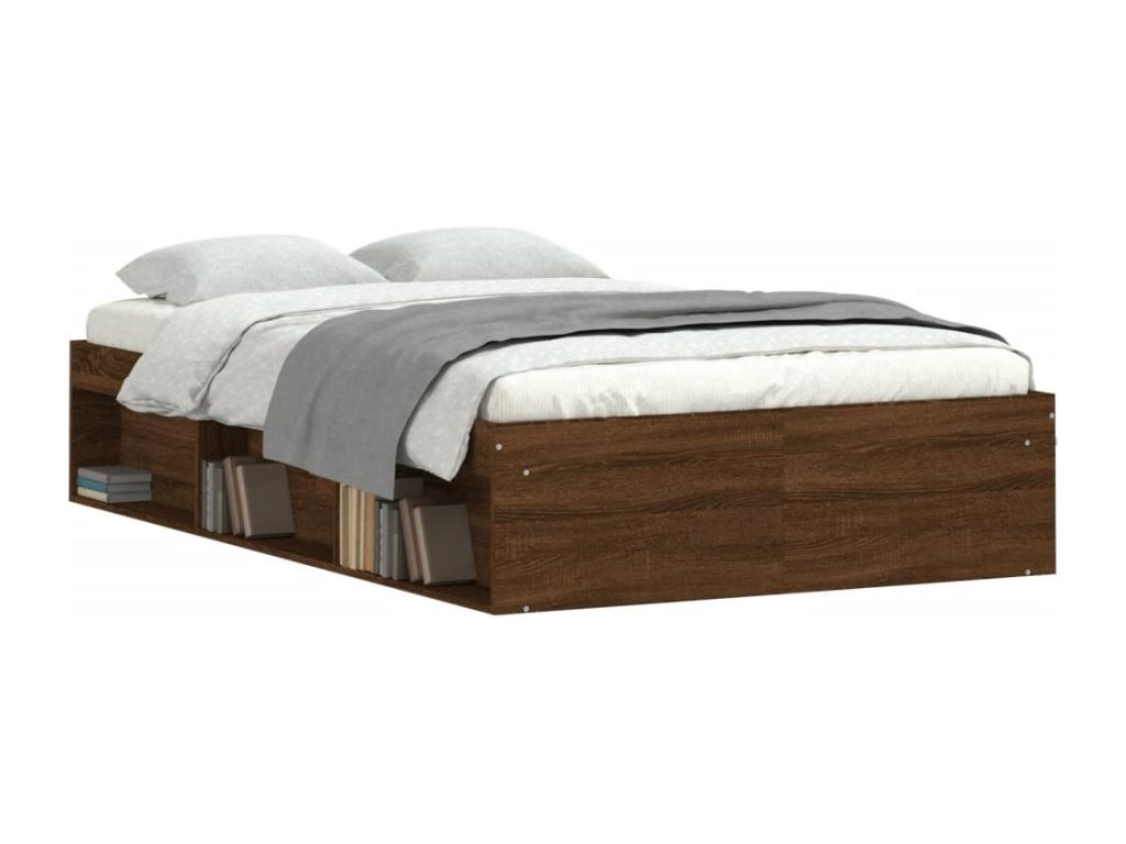 Brown Oak Wood Bed Frame, 120 x 200 cm