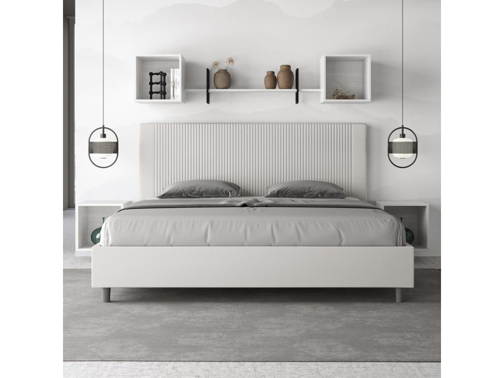 White Faux Leather Bed, 180 x 200 cm