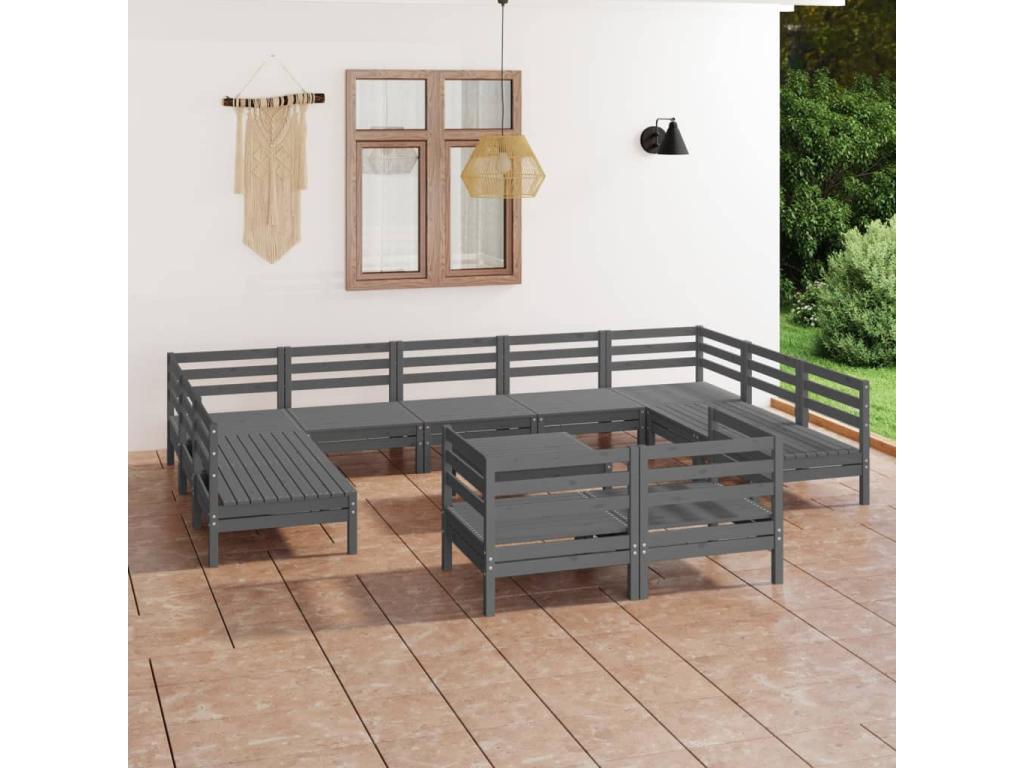 Gray Pine Wood Outdoor Furniture Set - dlz1766575333149