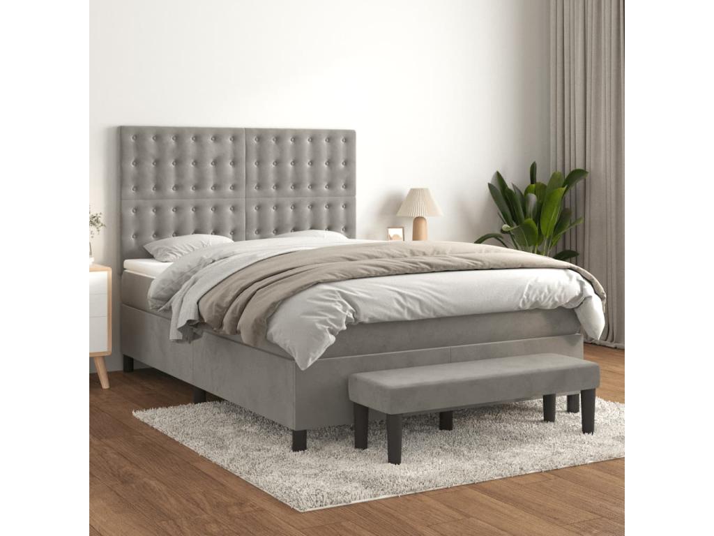 Gray Velvet Mattress, 140 x 190 cm