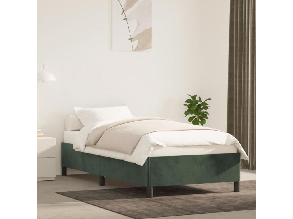 Green Velvet Bed Frame, 90 x 190 cm