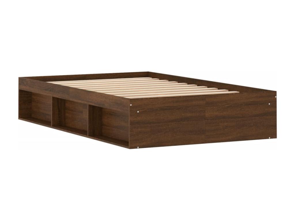 Brown Oak Wood Bed Frame, 120 x 200 cm