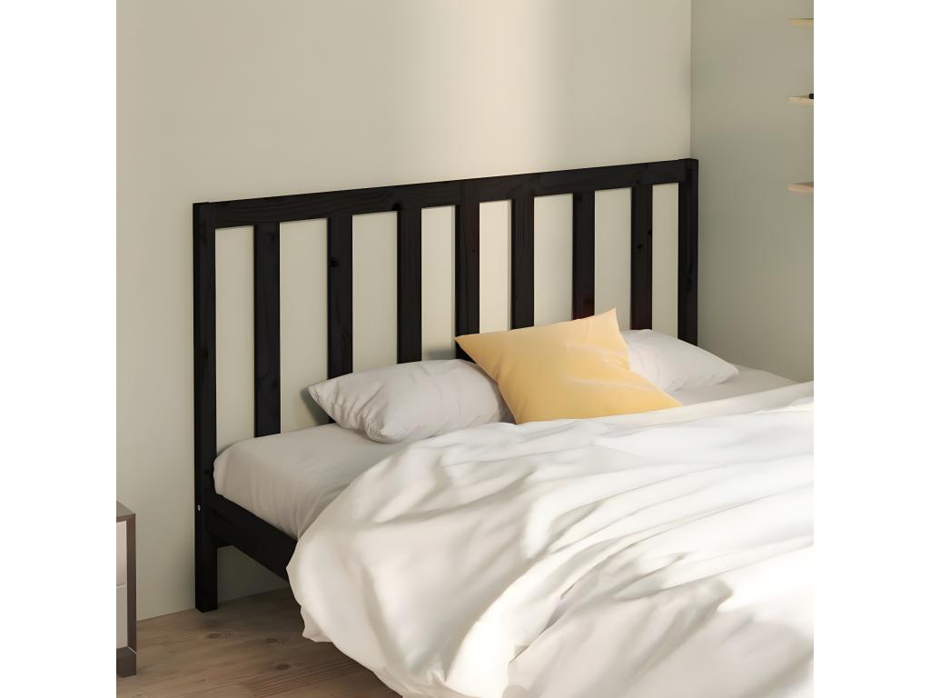 Black Solid Wood Bed, 126 x 4 x 100 cm