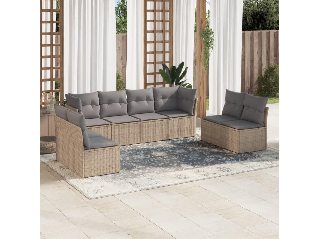 Beige Woven Resin Wicker Outdoor Furniture Set - dlz1766575190492