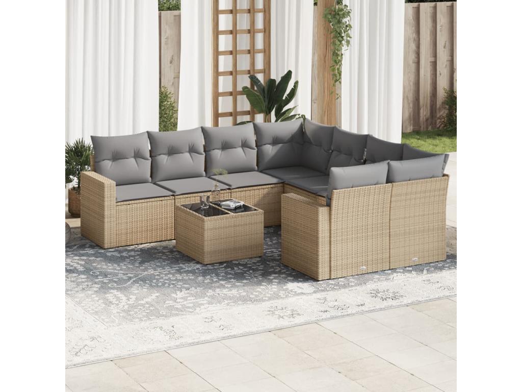 Beige Woven Resin Wicker Outdoor Furniture Set - dlz1766575472182