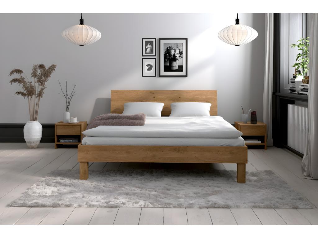 Natural Oak Wood Bed, 200 x 200 cm
