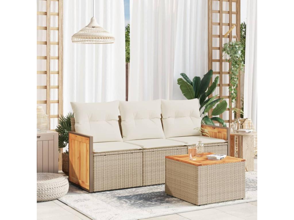 Beige Woven Resin Wicker Outdoor Furniture Set - dlz1766575484570