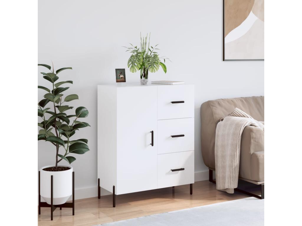 White Engineered Wood Sideboard, 69.5 x 34 x 90 cm