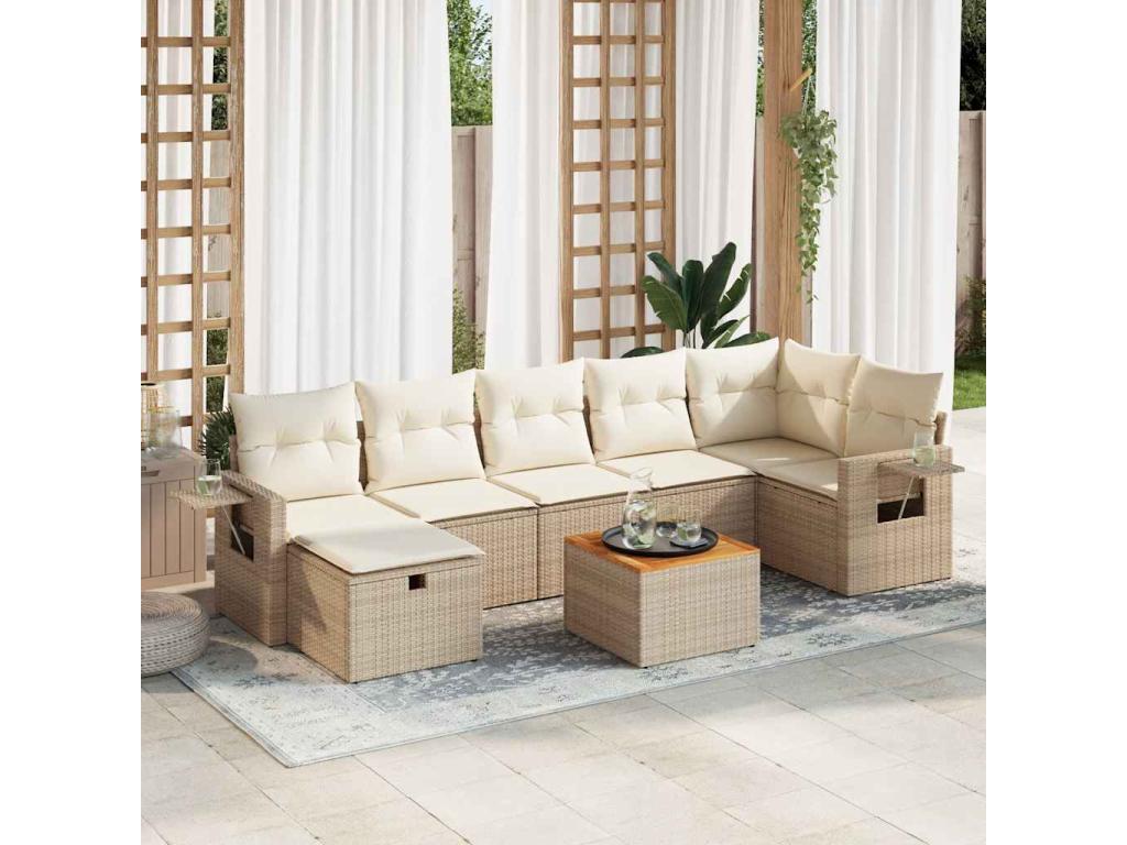 Beige Woven Resin Wicker Outdoor Furniture Set - dlz1766575471685