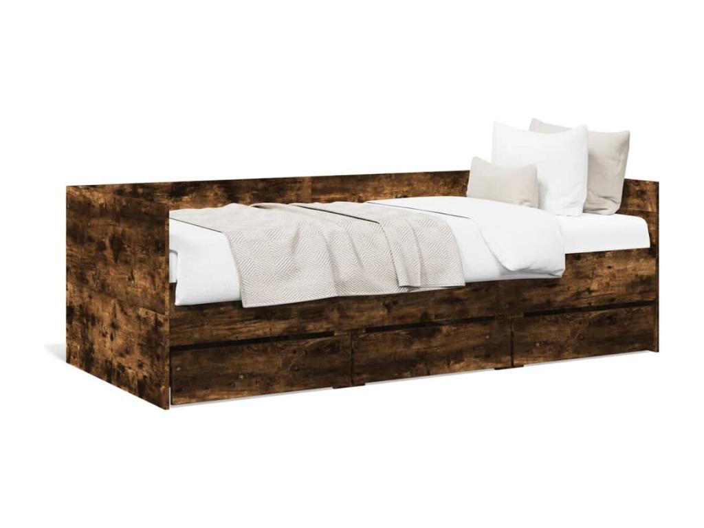 Brown Engineered Wood Bed, 100 x 200 cm