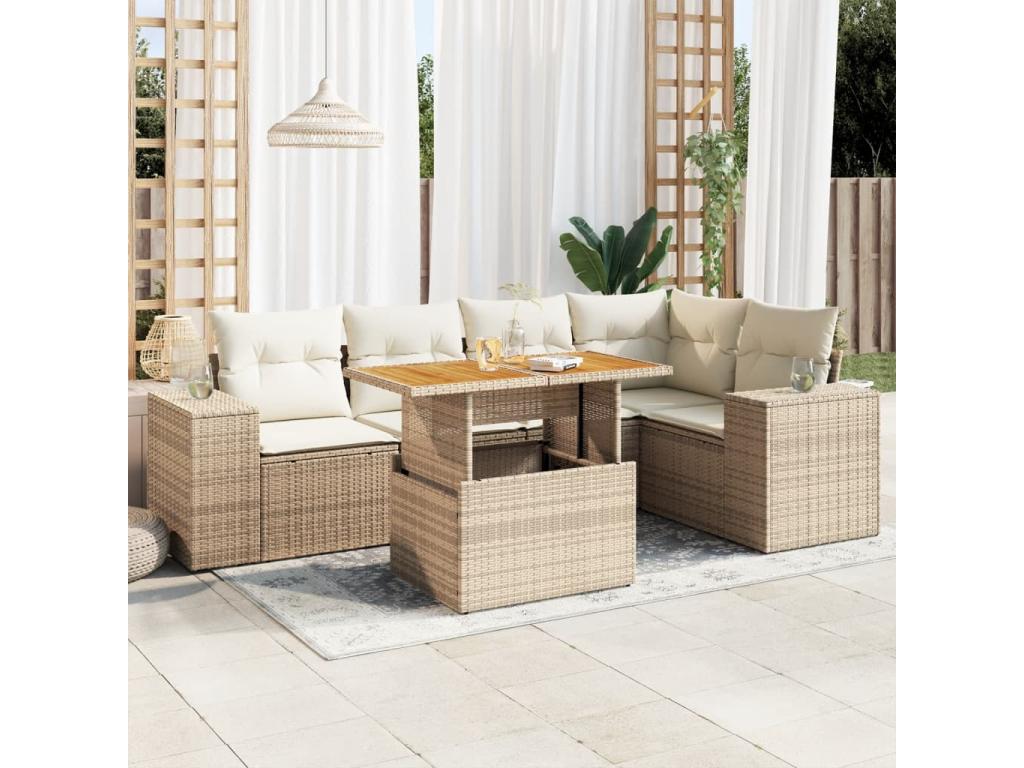 Beige Woven Resin Wicker Outdoor Furniture Set - dlz1766575615161