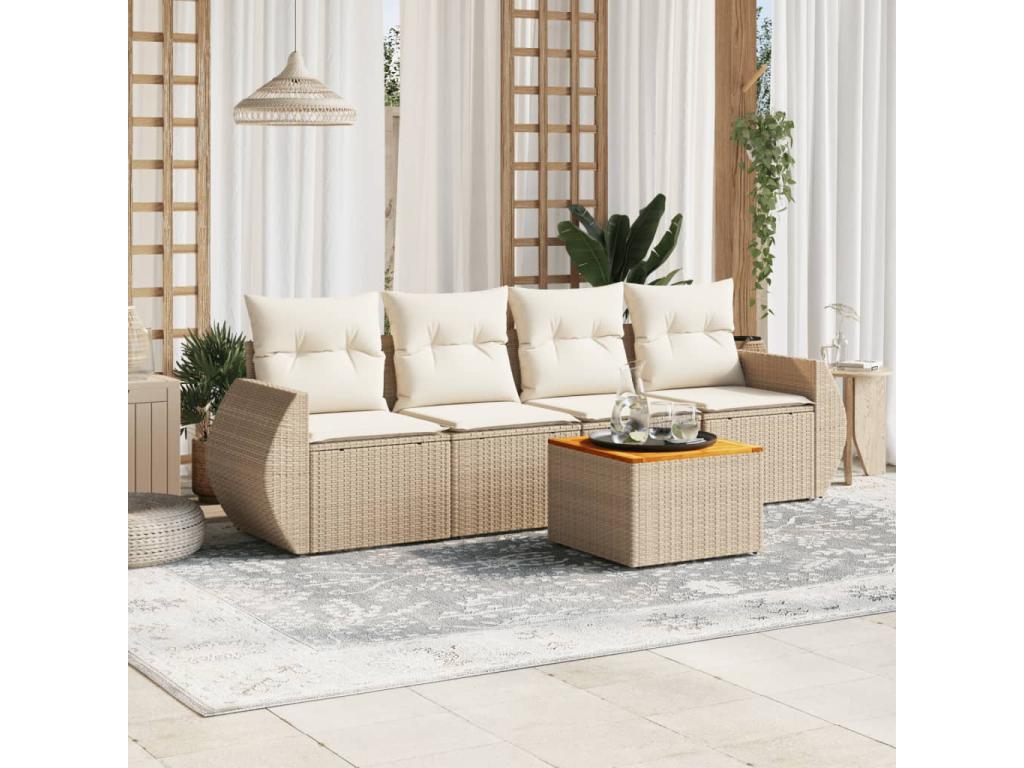 Beige Woven Resin Wicker Outdoor Furniture Set - dlz1766575266048