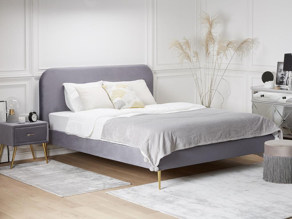 Gray Velvet Bed, 140 x 200 cm - dlz1766575492398