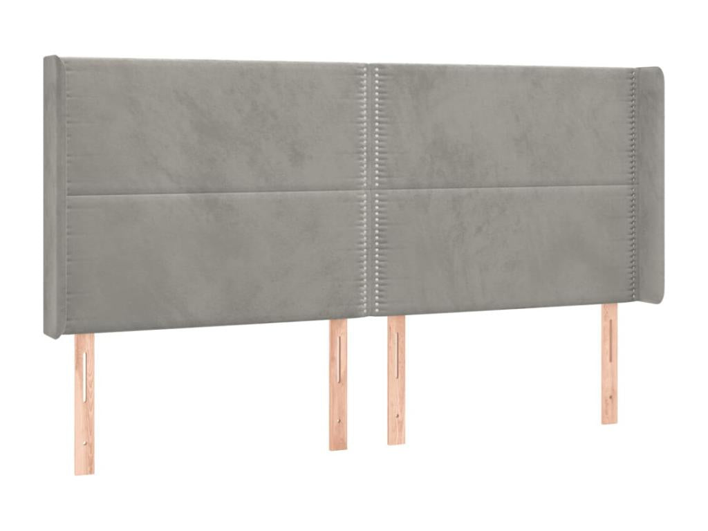 Gray Velvet Bed, 163 x 16 x 118 cm