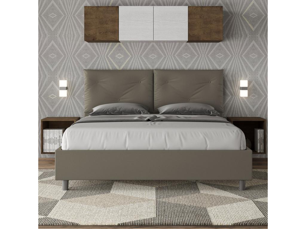 Brown Faux Leather Bed, 160 x 190 cm