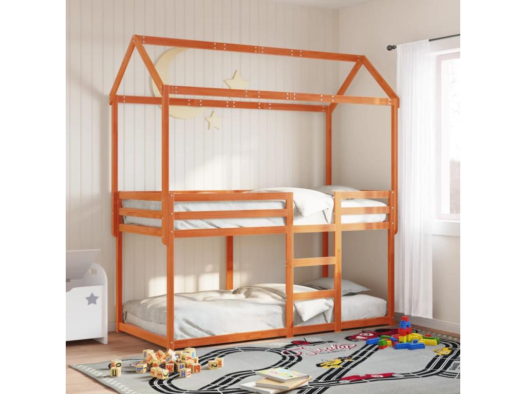 Brown Solid Wood Bed, 75 x 190 cm